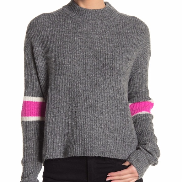 John + Jenn Sweaters - John & Jenn Varsity Stripe Mock Neck Pullover